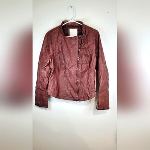 Maurice’s Women’s Faux Leather Full Zip Motorcycle Jacket Burgundy Size 0.